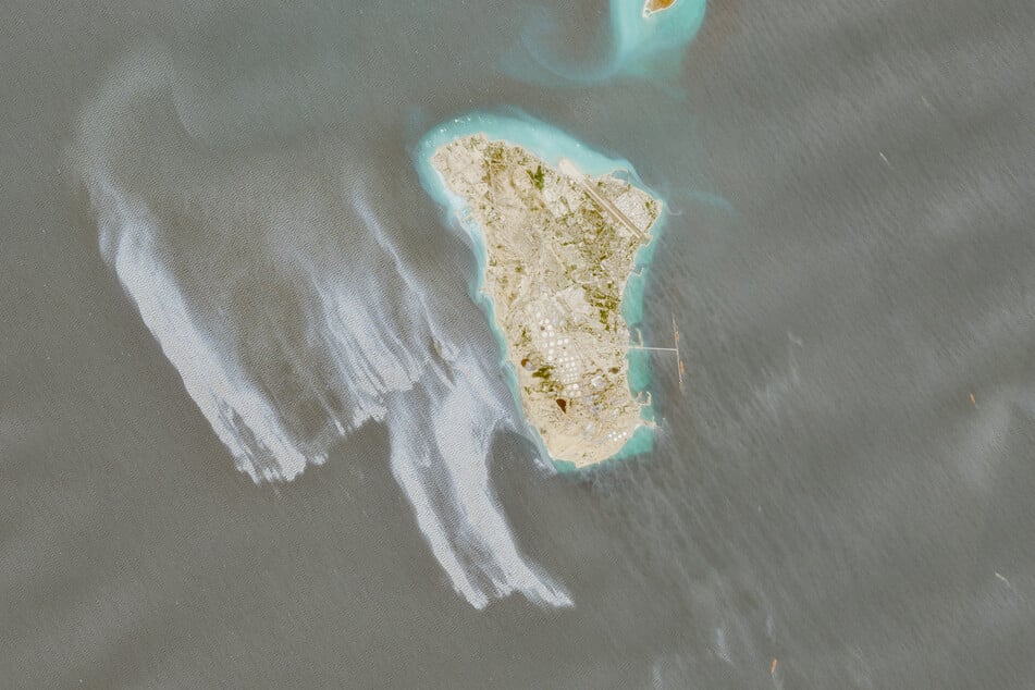 A satellite image shows a likely oil spill covering more than 20 square miles near Iran's Kharg Island on May 6, 2026.