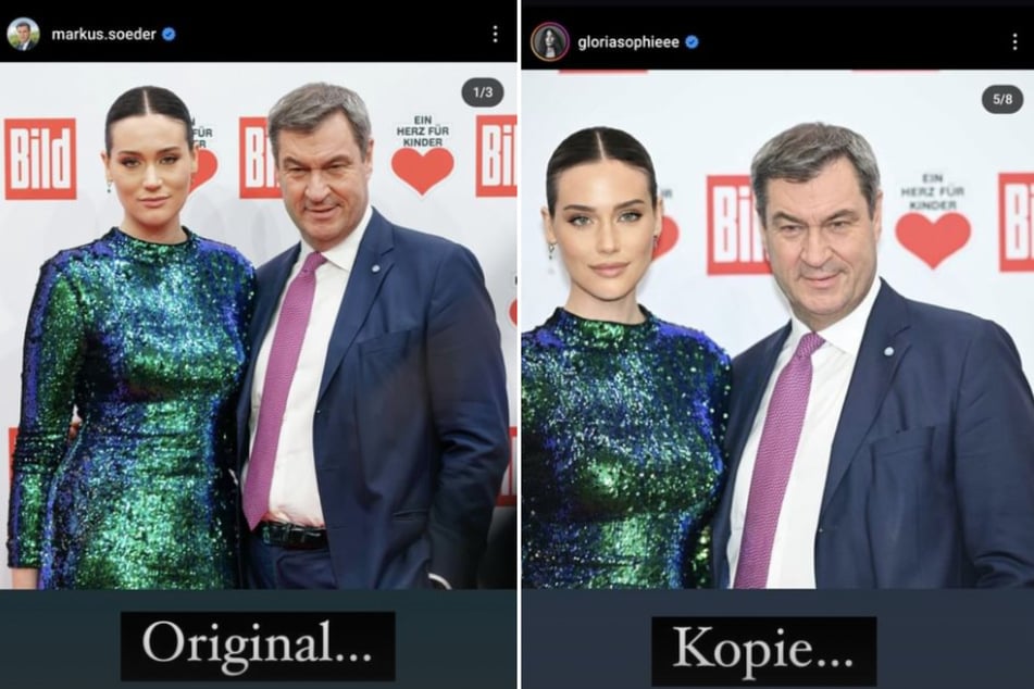 Oliver Pocher entlarvte den Photoshop-Fail von Gloria-Sophie Burkandt (24) in seiner Instagram-Story im Direktvergleich.