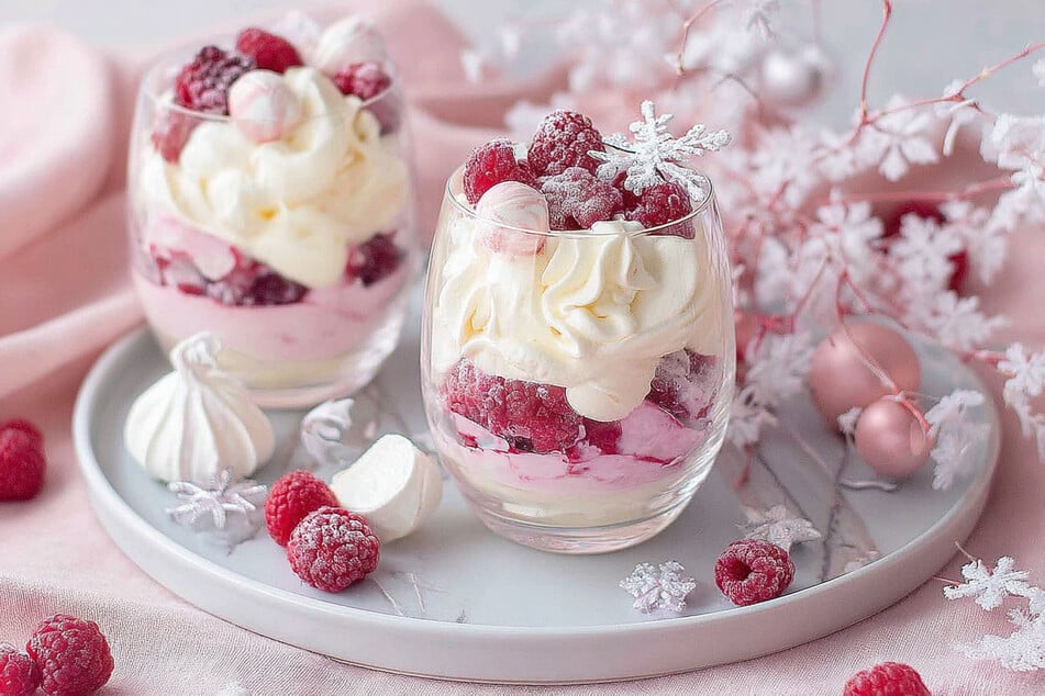 Schnelles Dessert in nur 10 Minuten: Himbeer-Baiser-Dessert mit 5 Zutaten