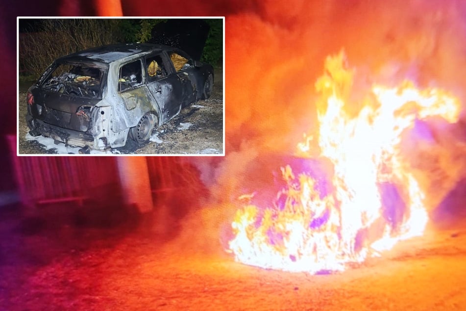 Flammeninferno im Landkreis Zwickau: Audi komplett ausgebrannt