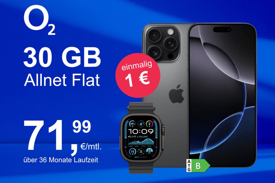 Das iPhone 16 Pro Max + Watch Ultra 2 im o2 Mobile M für einmalig 1 Euro.