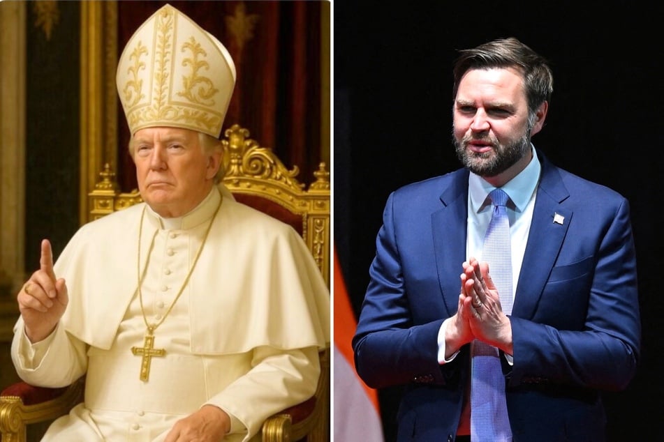 In a recent social media post, JD Vance (r.) defended his boss Donald Trump, who has been receiving backlash for sharing a meme of himself as the new pope.