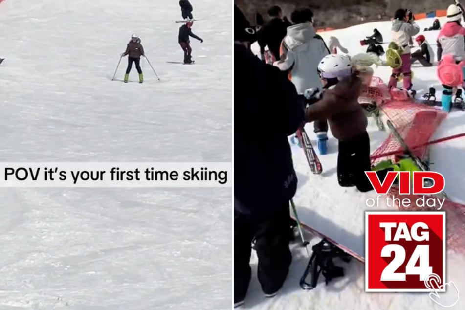 Today's Viral Video of the Day features a first-time skier's epic fail on the slopes!