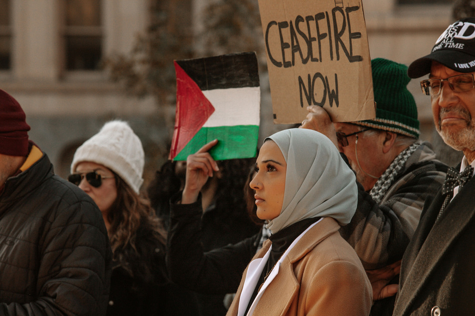 Arizonans elevate calls for a permanent ceasefire in Gaza during a rally at the State Capitol as lawmakers prepare to vote on a pro-Zionist resolution.