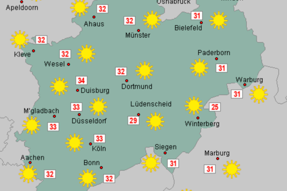 In NRW wird es auch in den kommenden Tagen heiß und trocken.