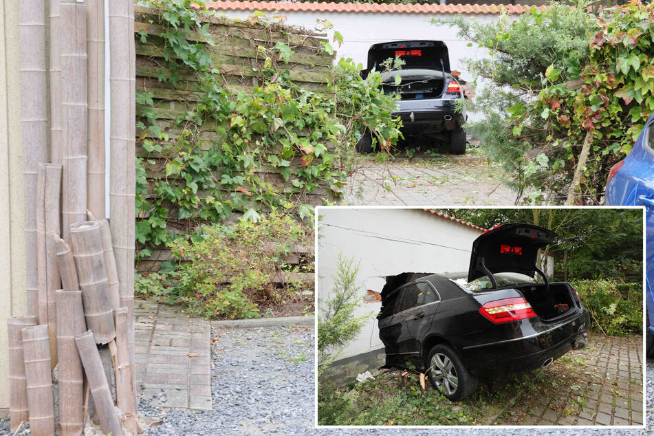 Ab durch die Hecke: Mercedes-Fahrer verwechselt Gas mit Bremse und kracht in Mauer