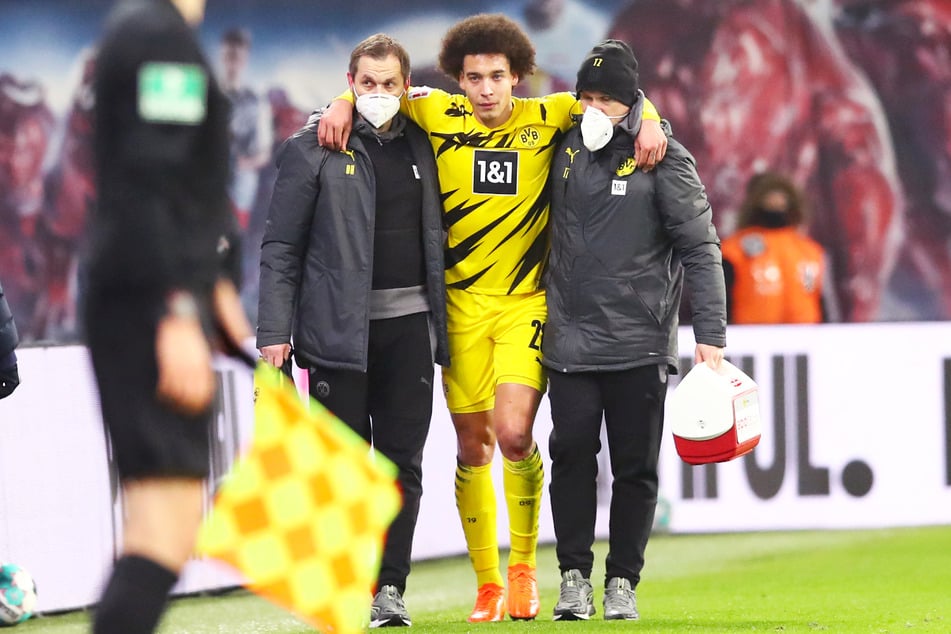 BVB-Strippenzieher Axel Witsel (32, 2.v.r.) riss sich am 9. Januar 2021 im Spiel gegen RB Leipzig die Achillessehne und fällt seitdem aus.