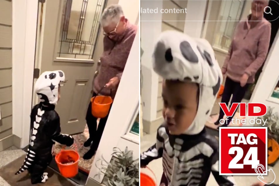 Today's Viral Video of the Day features an adorable funny encounter a little boy had during his first time trick-or-treating!