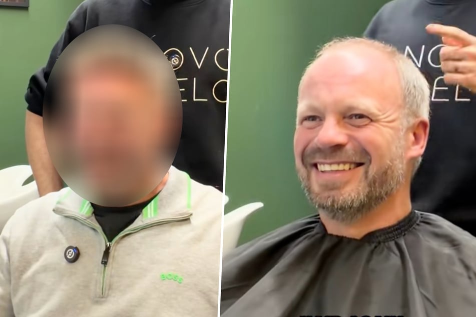 Mann will endlich wieder volles Haar haben: Was Friseur aus ihm macht, bringt ihn zum Staunen