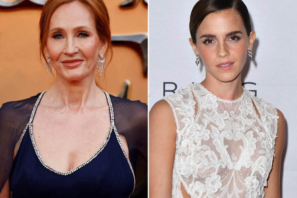J.K. Rowling (l.) and Emma Watson have previously clashed over trans rights.