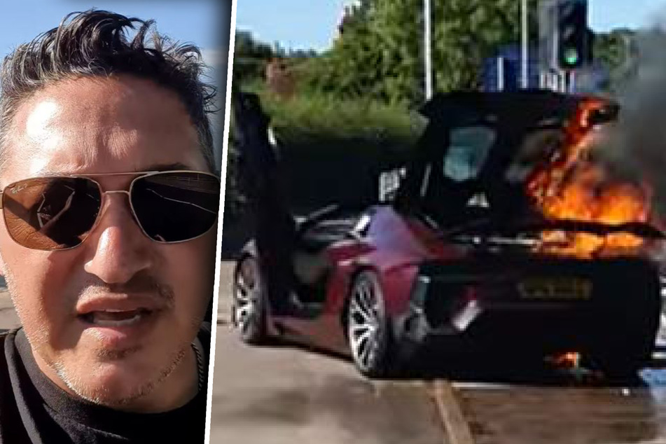 Lamborghini steht lichterloh in Flammen! Besitzer filmt wie sein Luxuswagen abbrennt
