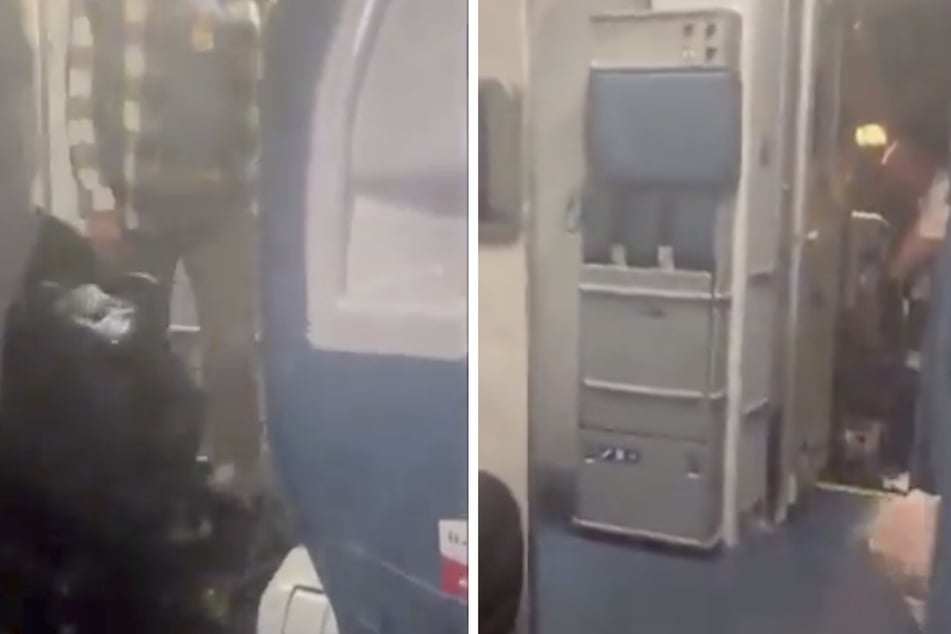 Kurz nach der Landung wurde der Pilot mitsamt seinem Gepäck aus der Kabine geführt.