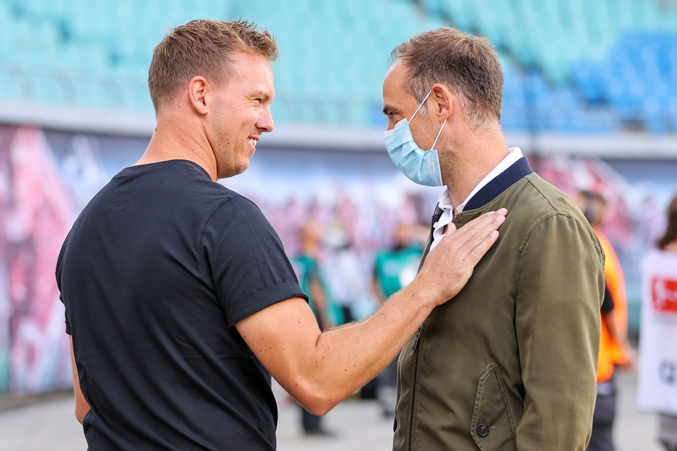 Oliver Mintzlaff (45, r.) hier im Gespräch mit Julian Nagelsmann (33).