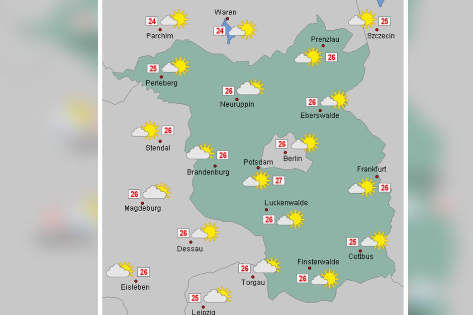 In Berlin werden es am Samstag laut Prognose bis zu 26 Grad.