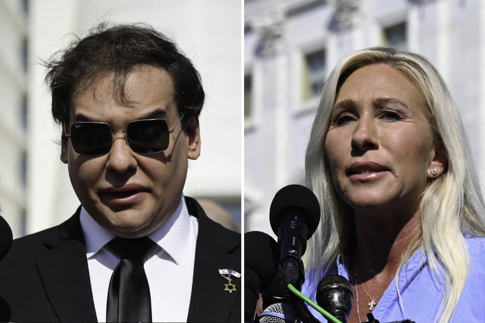 Georgia Congresswoman Marjorie Taylor Greene (r.) again intervened on behalf of her disgraced ex-colleague George Santos, who is serving a seven-year prison sentence for wire fraud and identity theft.