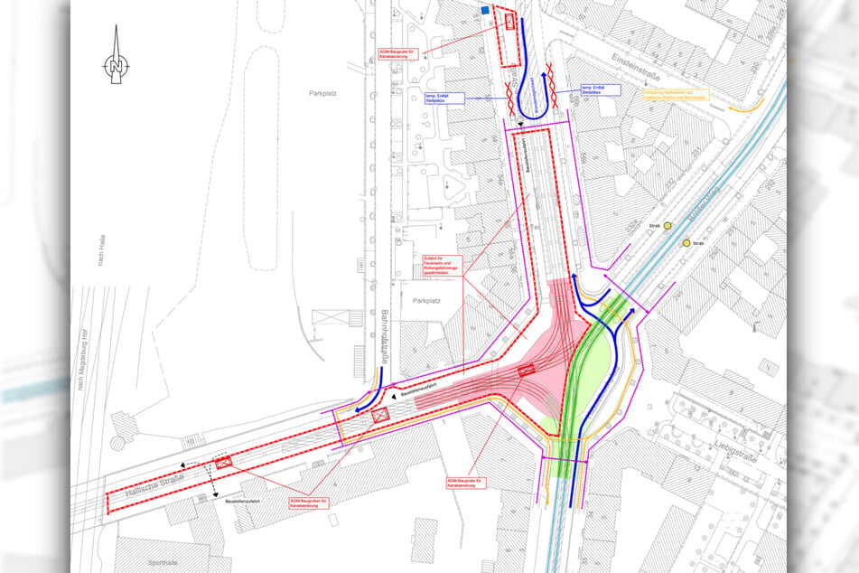 Der Lageplan für die zweite Bauphase vom 1. Juli bis 16. Dezember.