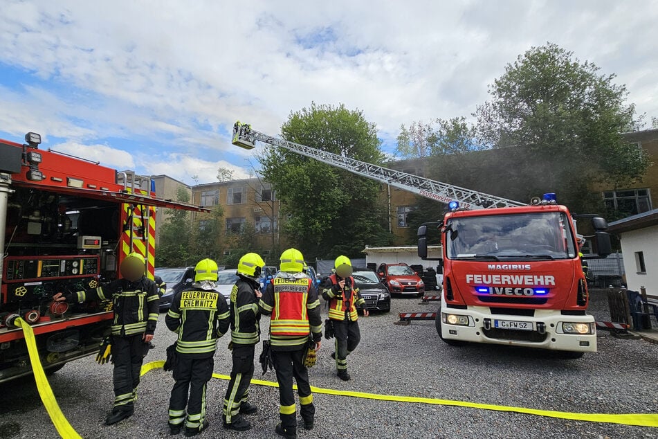 Die Feuerwehr löschte am Donnerstagnachmittag einen Brand in einer Industriebrache an der Zwickauer Straße.