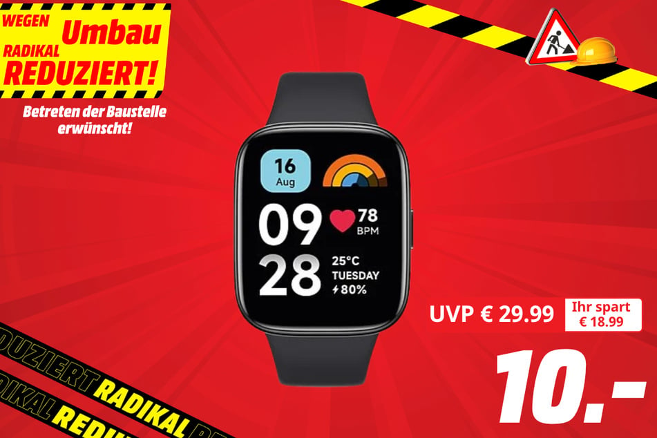 Xiaomi-Smartwatch Redmi Watch 3 Active
für 10 statt 29,99 Euro.