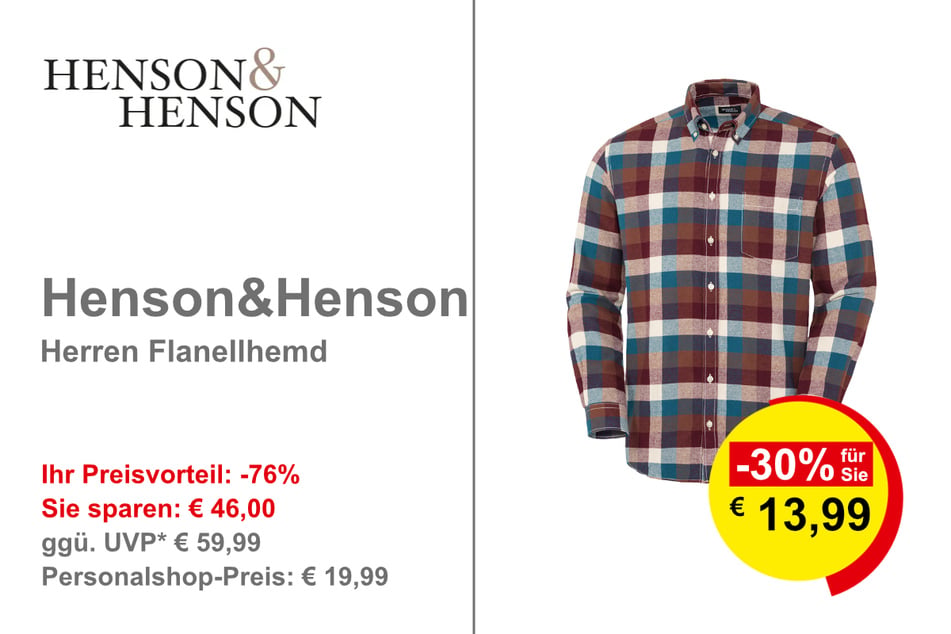 Henson&Henson Herren Flanellhemd