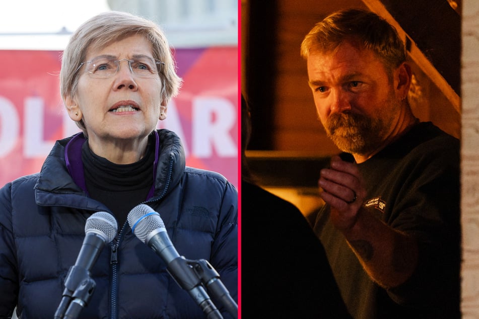 Democratic Primary Senate Candidate Graham Platner (r) received the endorsement of Massachusetts Senator Elizabeth Warren (l.)