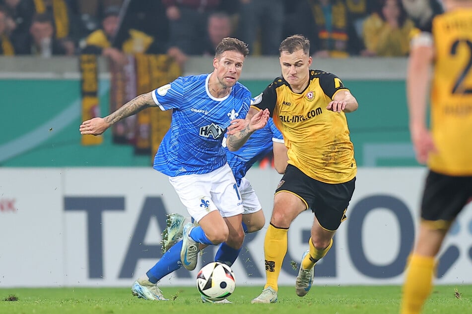 Tobias Kempe (l.) und Jakob Lemmer trafen bei der letzten Begegnung, letzterer sogar doppelt. Während Lemmer die Chance auf weitere Tore hat, spielt Kempe seit dem Sommer nicht mehr für Darmstadt.