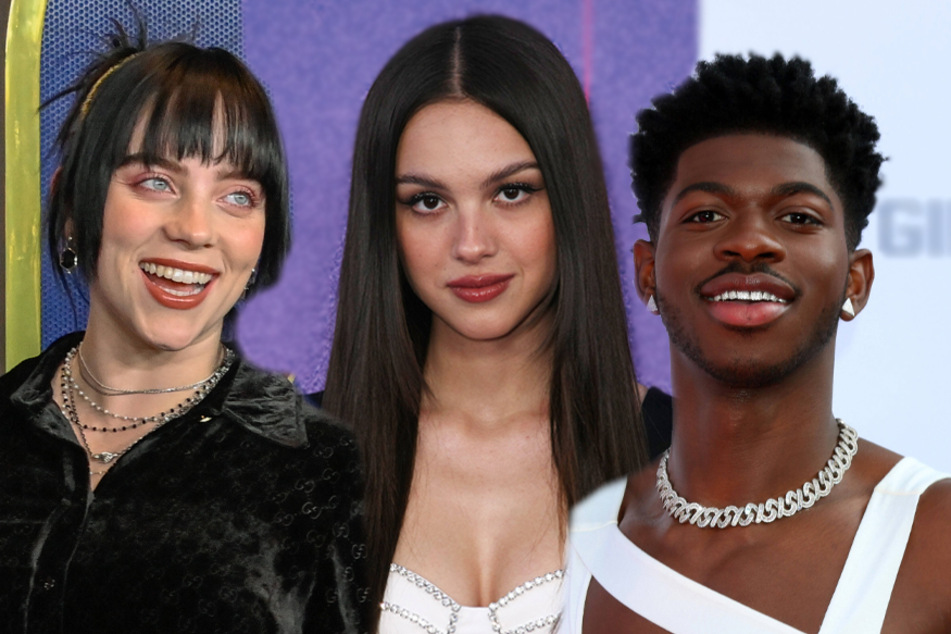 Billie Eilish (l.), Olivia Rodrigo (c.), and Lil Nas X (r.) are all slated to perform at the 64th Annual Grammy Awards.