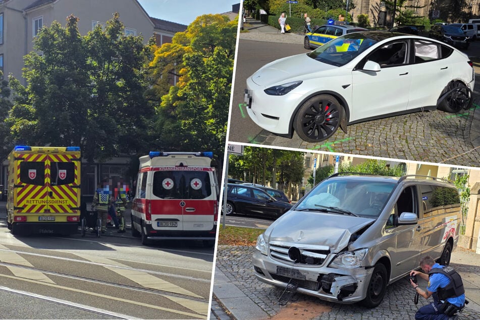 Schwerer Crash in Striesen: Drei Autos krachen zusammen, offenbar PS-Monster beteiligt