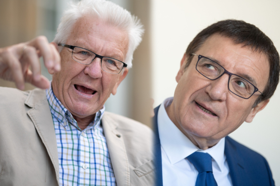 Baden-Württembergs Ministerpräsident Winfried Kretschmann (72, Grüne, links im Bild) und CDU-Fraktionschef Wolfgang Reinhart (64). (Fotomontage)