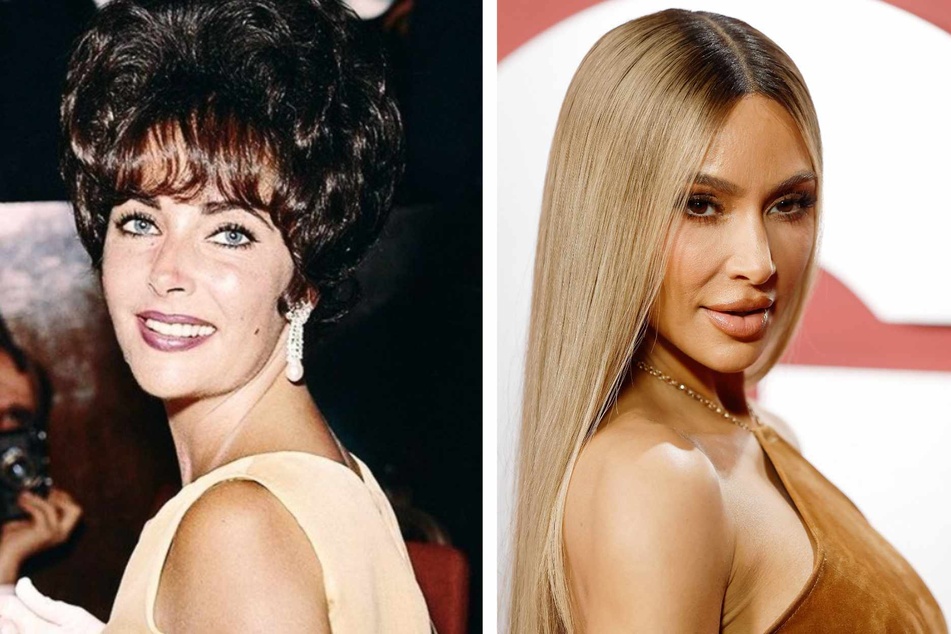 Kim Kardashian (r.) is set to produce and feature in an upcoming BBC documentary series on her personal beauty idol Elizabeth Taylor (l.)