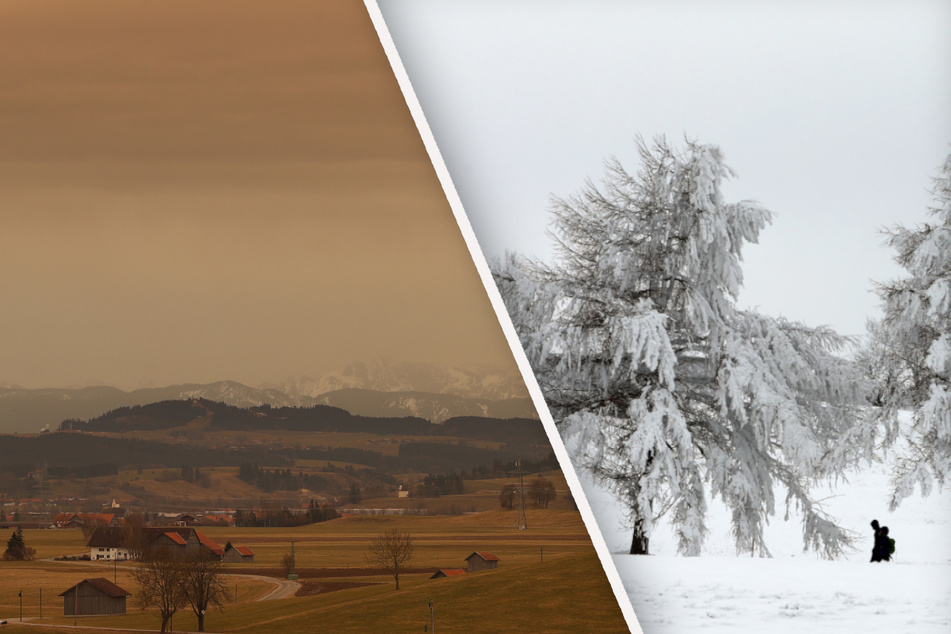 Nachdem Saharastaub nach Bayern strömt, bricht der Winter wieder über Bayern herein.