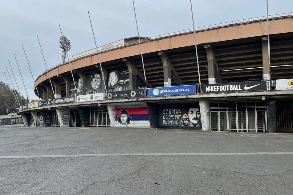 Blick auf die Heimstätte von Partizan Belgrad: Hier findet am heutigen Montag zum 174. Mal das "Ewige Derby" statt.