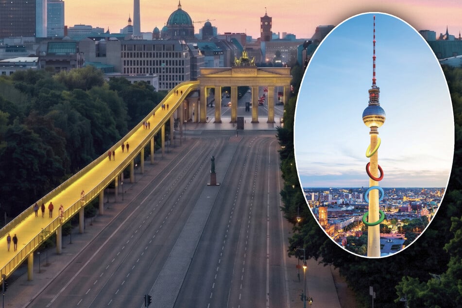Pyramide auf Tempelhofer Feld, Gold-Rampe zum Brandenburger Tor: Wie krass sich Berlin für Olympia verändert