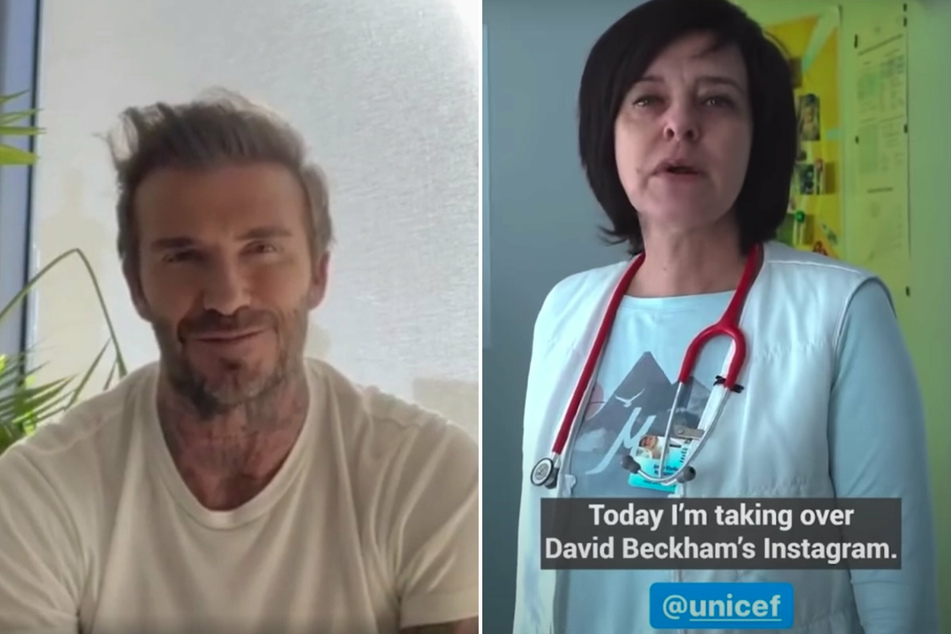 David Beckham (l.) handed over control of his Instagram account to a doctor working in Kharkiv, Ukraine.