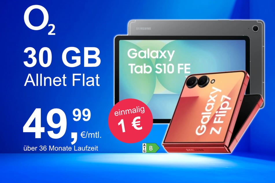 Das Samsung Galaxy Z Flip7 + Tab S10 FE im o2 Mobile M für einmalig 1 Euro.
