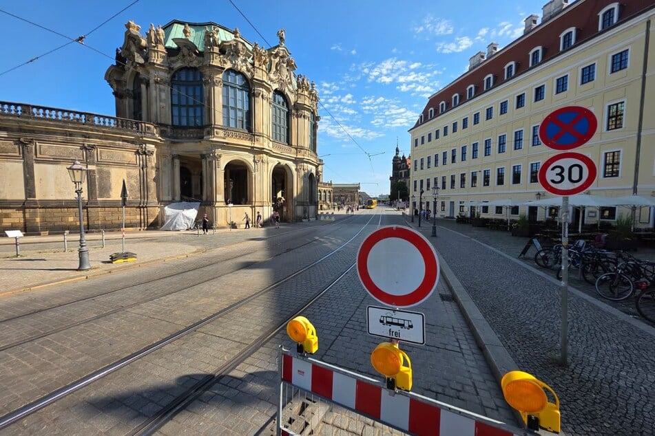 Die Sophienstraße ist vorübergehend nur für Straßenbahnen freigegeben.