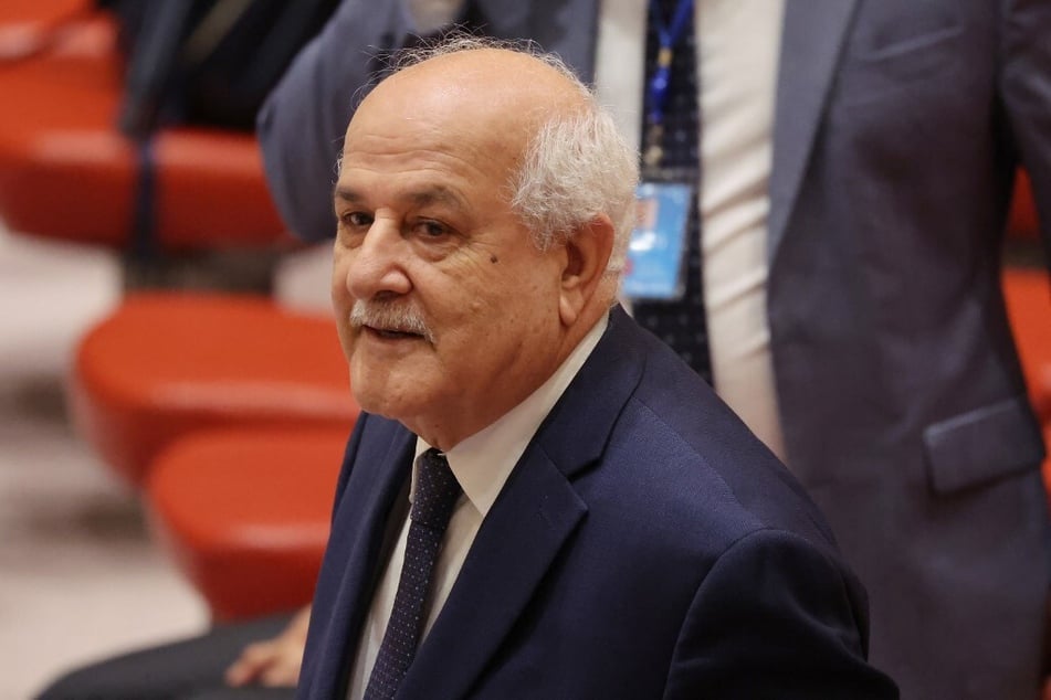 Palestinian Ambassador Riyad Mansour attends a UN Security Council meeting on the situation in the Middle East at the UN headquarters on September 16, 2024, in New York City.