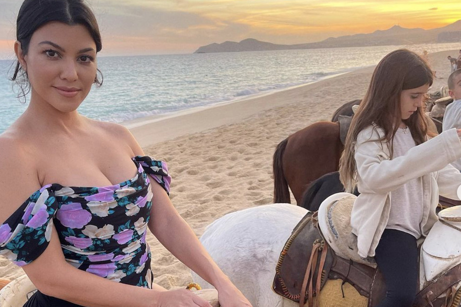 On Wednesday, Kourtney Kardashian shared pics of her beach fun in Cabo with her three children, Mason, Penelope, and Reign.
