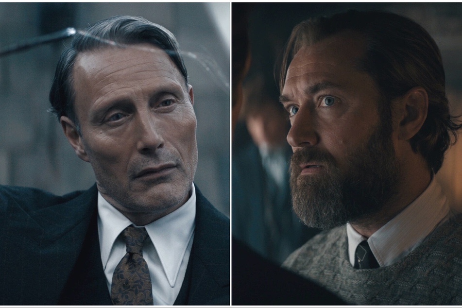 The performances of Mads Mikkelsen (l) and Law (r) as Gellert Grindelwald and Albus Dumbledore in the latest Fantastic Beasts movie are the real highlight of the movie.