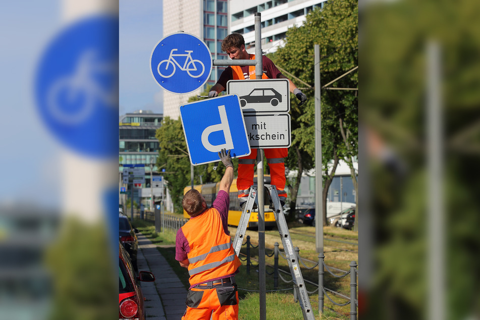 Radweg statt Parkplatz: Unter anderem an der St. Petersburger Straße wurden andere Schwerpunkte gesetzt. Ein neuer Beschluss macht das zukünftig womöglich aufwendiger.