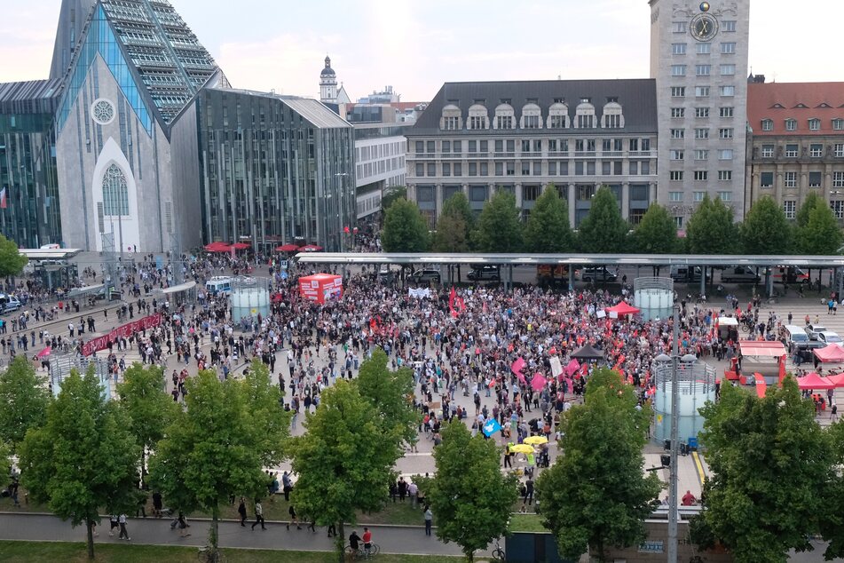 Auf dem Augustusplatz werden rund 10.000 Menschen erwartet. (Archivbild)
