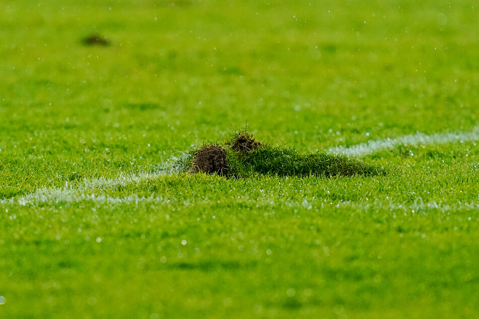 Der ramponierte Rasen des Ludwigsparks nach dem Pokalspiel gegen Borussia Mönchengladbach von Mitte März.