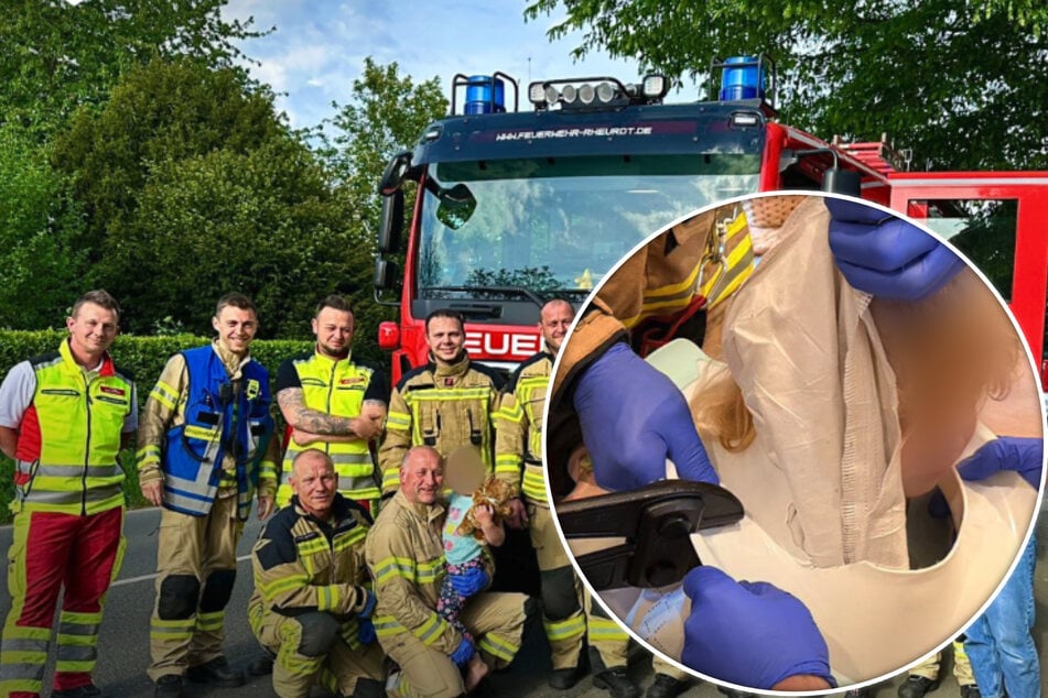 Kurioser Feuerwehreinsatz: Mädchen (3) bleibt beim Spielen in Klositz stecken