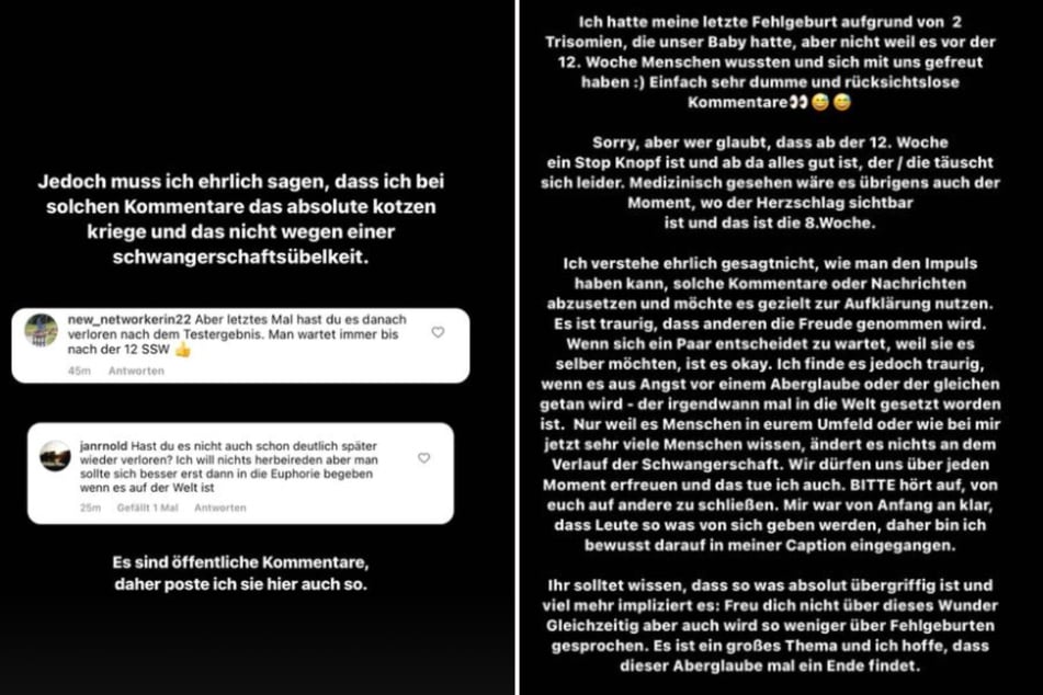 Anna teilt in einer Instagram-Story rücksichtslose Kommentare, die sie nach der Verkündung ihrer Schwangerschaft erhalten hat.