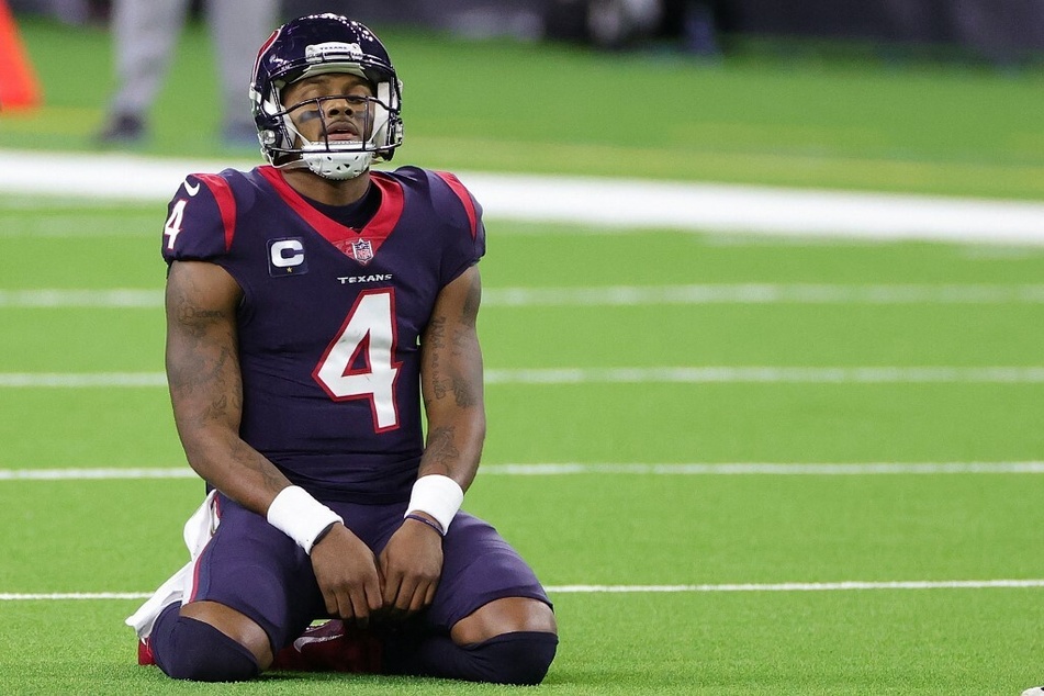 Deshaun Watson on the field for the Houston Texans in January.