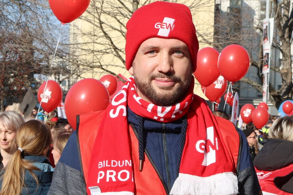 Sachsens GEW-Chef Burkhard Naumann (37).