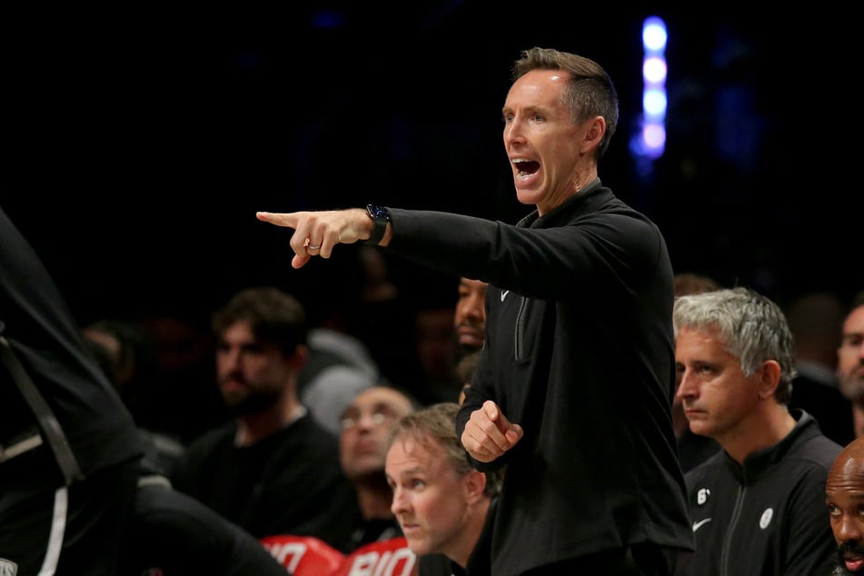 The Brooklyn Nets' Steve Nash coaches his team against the New Orleans Pelicans at Barclays Center.