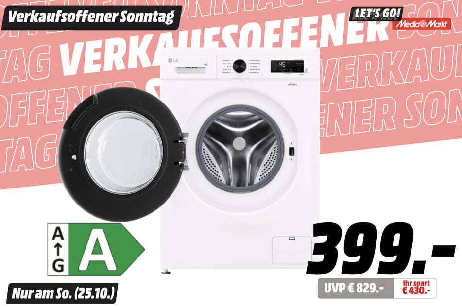 LG-Waschmaschine für 399 statt 829 Euro.