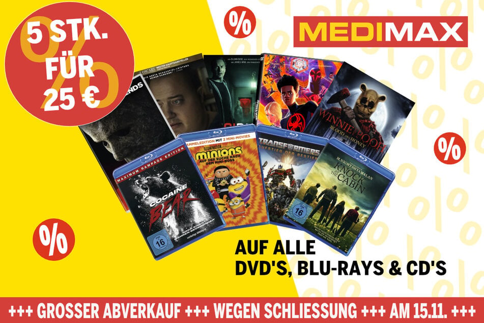 CDs, DVDs und Blu-rays - 5 für 25 Euro.