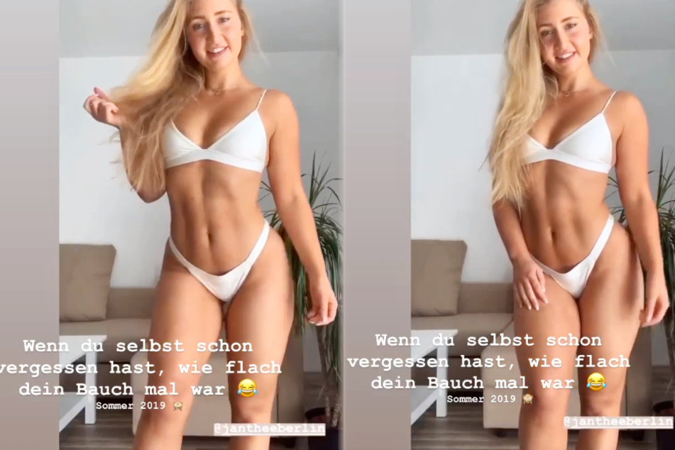 Die Montage zeigt zwei Screenshots einer Instagram-Story von Fitness-Influencerin Tami Tilgner (22).