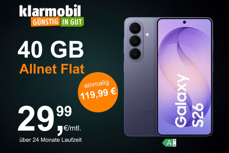 Das Samsung Galaxy S26 (512 GB) inkl. 40 GB Datenvolumen für nur 29,99 Euro im Monat.